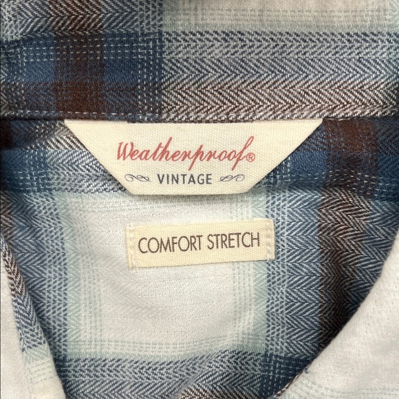 Weatherproof Vintage Blue and Brown Checkered Flannel Shirt - Picture 5 of 9